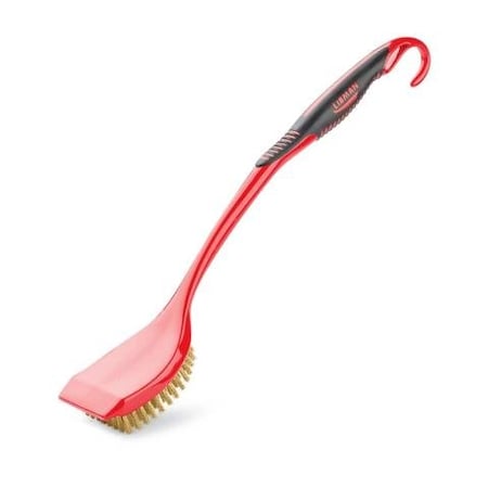 Libman Long Handle Grill Brush W/o Scraper, Brass, 19, Black/Red -